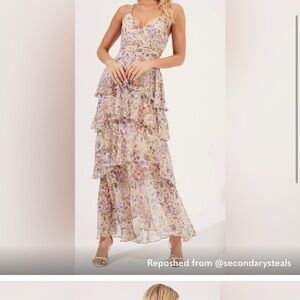 Rosana Floral Tiered Ruffle Maxi Dress. Astr the label. Size Medium